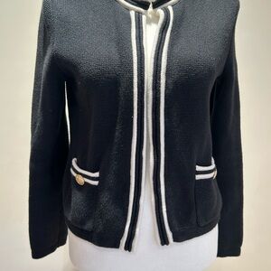 J. Crew Classic Black & White Trim Womens Cardigan Jacket